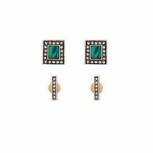 Chloe + Isabel Malachite & Pavé Stud Duo- Set of 2